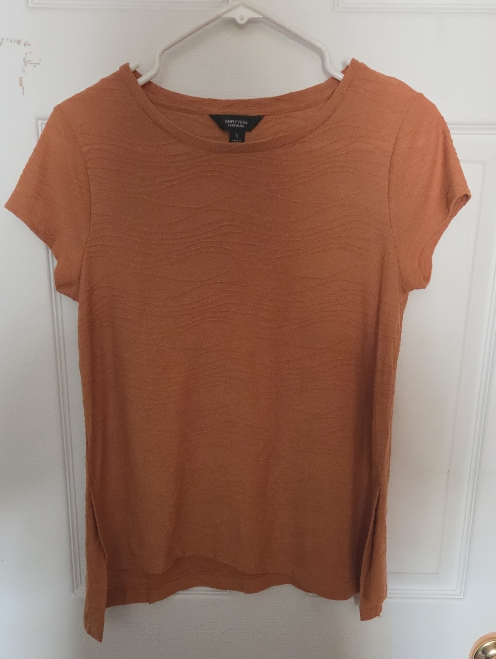 Simply Vera Vera Wang Short Sleeve Top in Rust Orange